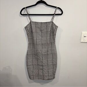 Fashion Nova Black and White Plaid Mini Dress